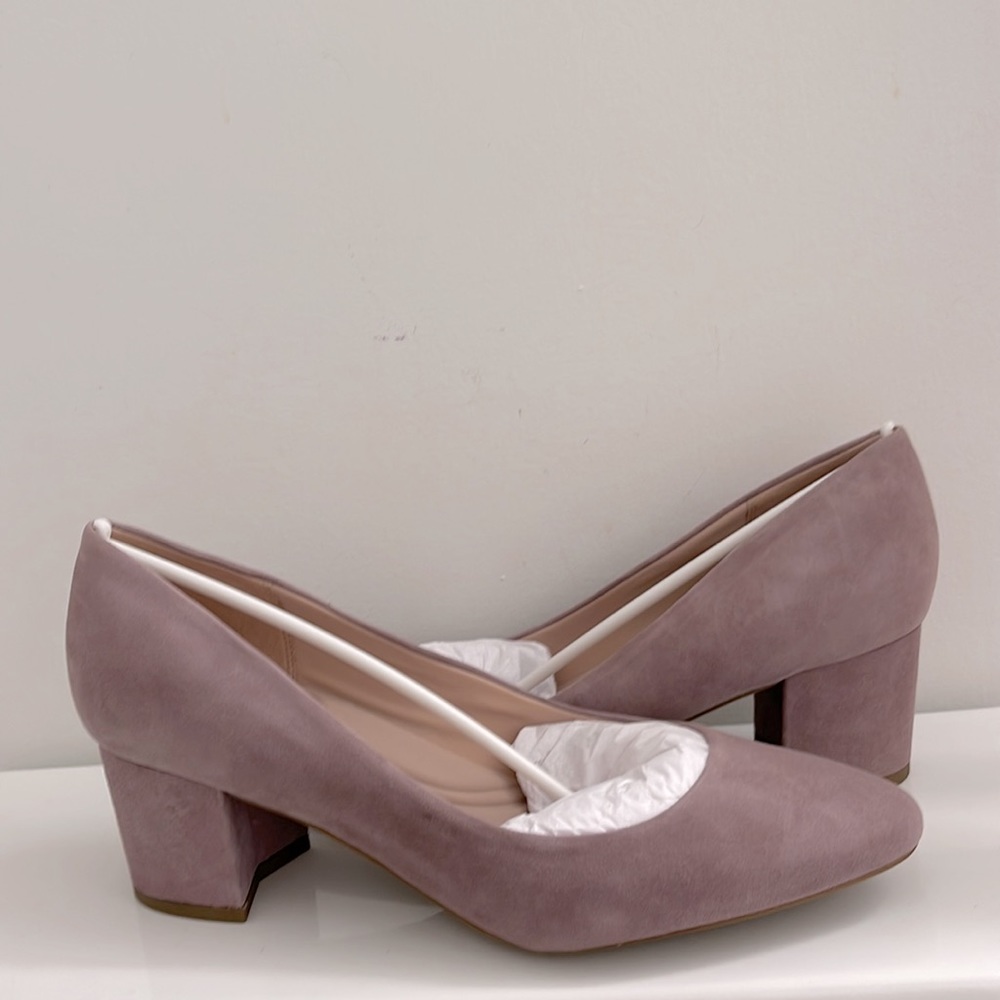 Suede Block Heels Dusty Lavendar